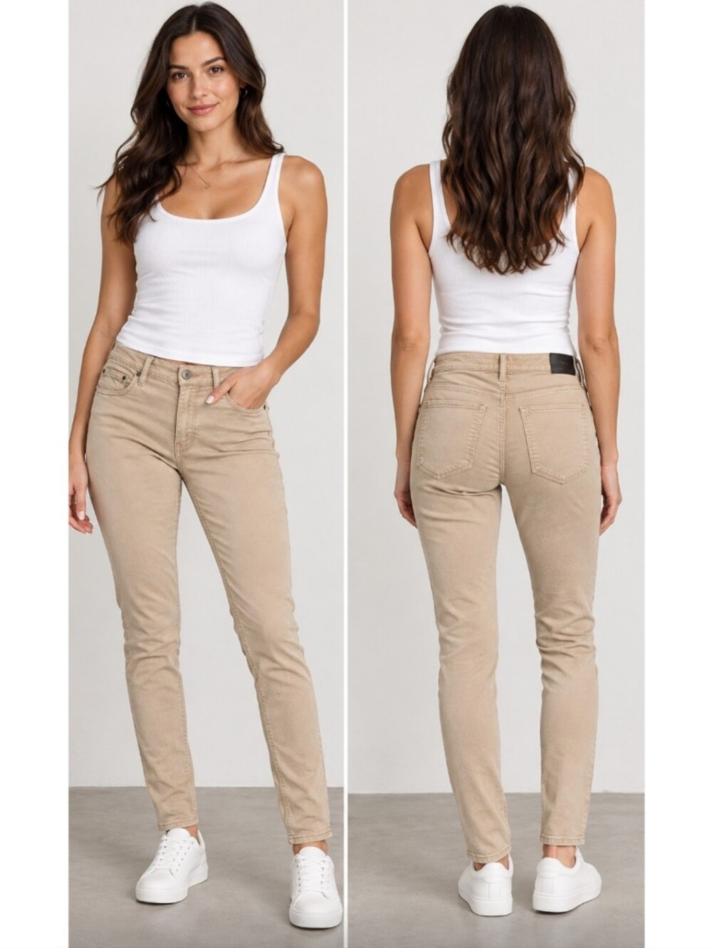 Paige Lennox Slim Fit Stretch Denim Mid Rise Jeans Womens Size 32 Tan Classic